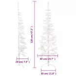 fehér vékony fél műkarácsonyfa állvánnyal 120 cm