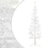 fehér vékony fél műkarácsonyfa állvánnyal 150 cm