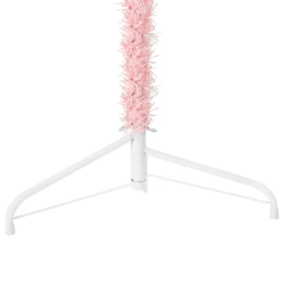 rózsaszín vékony fél műkarácsonyfa állvánnyal 240 cm