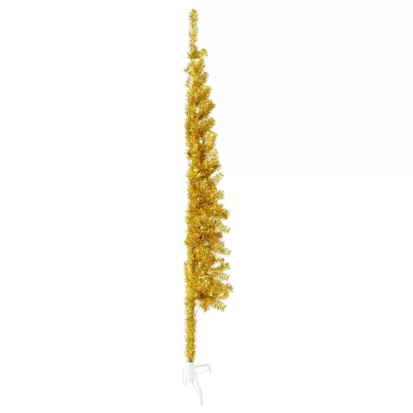 arany vékony fél műkarácsonyfa állvánnyal 150 cm