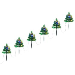   6 db PVC karácsonyi ösvényt jelző díszfa színes LED-ekkel 45 cm