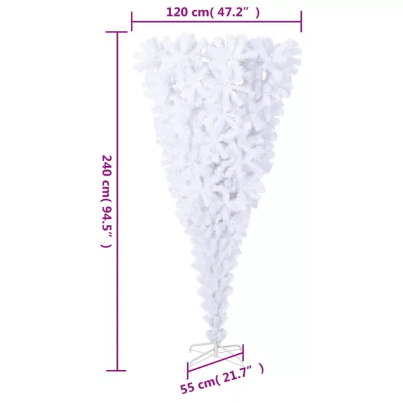 fehér fordított műkarácsonyfa állvánnyal 240 cm