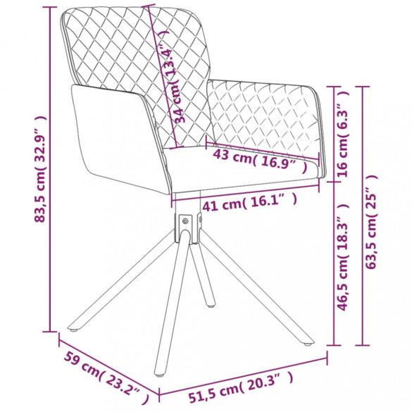 2 db sárga bársony forgó étkezőszék