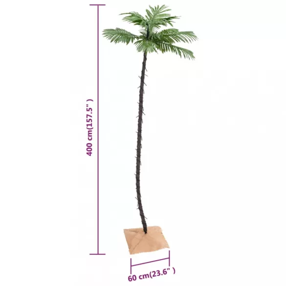 LED-es pálmafa 252 meleg fehér LED-del 400 cm