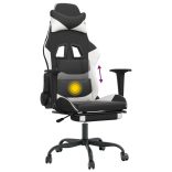 Masszázsjátékszék fekete-fehér műbőr lábtartóval