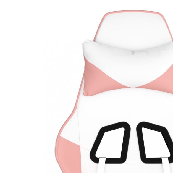 fehér és rózsaszín műbőr masszázsjátékszék lábtartóval