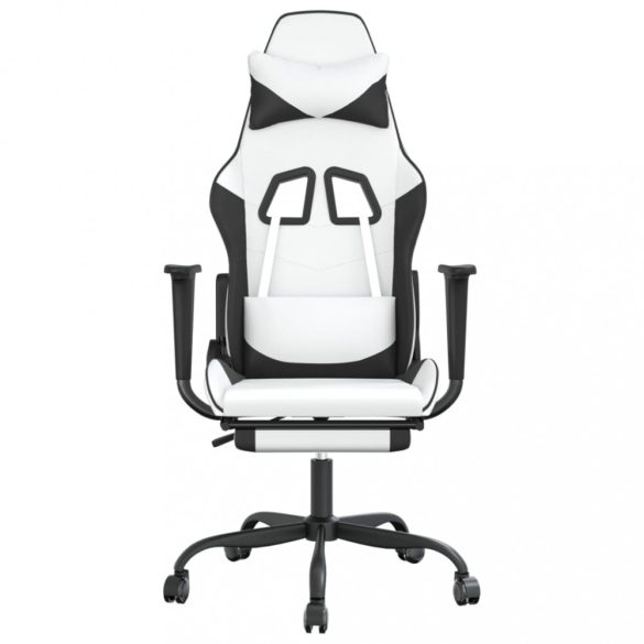 fehér és kék műbőr masszázsjátékszék lábtartóval