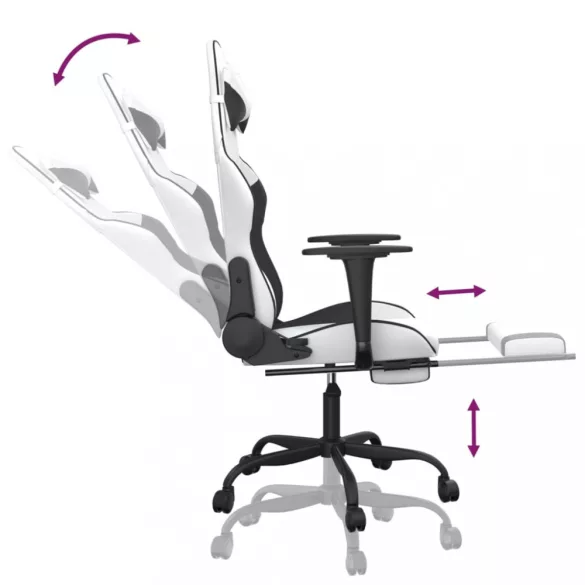 fehér és kék műbőr masszázsjátékszék lábtartóval