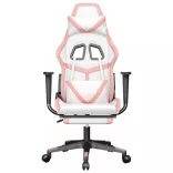 fehér és rózsaszín műbőr masszázsjátékszék lábtartóval