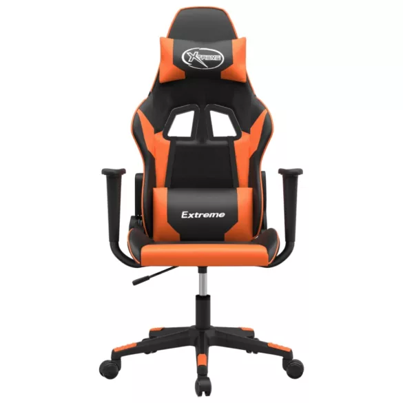 fekete és narancssárga műbőr masszázsjátékszék