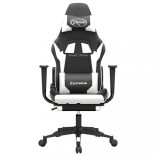 Masszázsjátékszék fekete-fehér műbőr lábtartóval