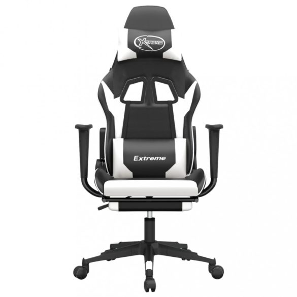 Masszázsjátékszék fekete-fehér műbőr lábtartóval