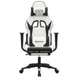 fehér és kék műbőr masszázsjátékszék lábtartóval