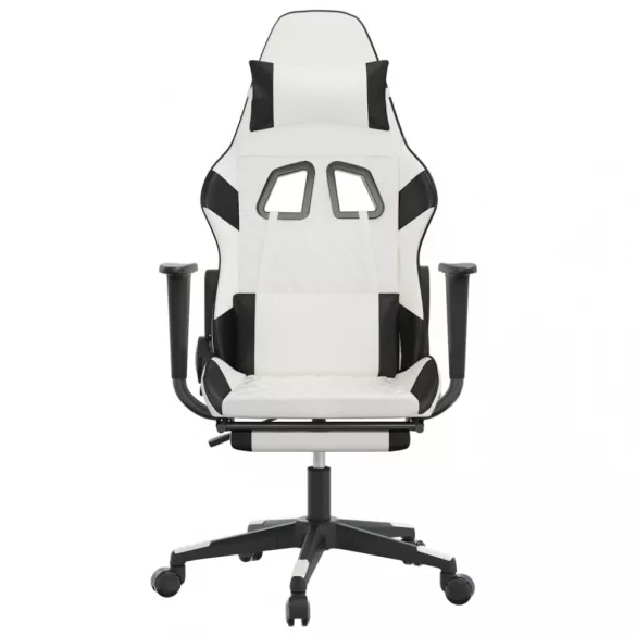 fehér és kék műbőr masszázsjátékszék lábtartóval