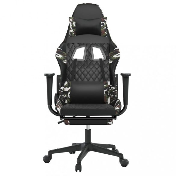 fekete és terepszínű műbőr masszázsjátékszék lábtartóval