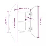 fehér fürdőszobai szekrény kerek tükörrel/LED-del 40x40x17,5 cm