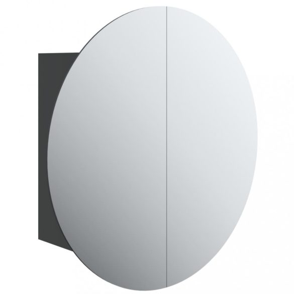 fekete fürdőszobaszekrény kerek tükörrel/LED-del 40x40x17,5 cm