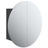 fekete fürdőszobaszekrény kerek tükörrel/LED-del 47x47x17,5 cm