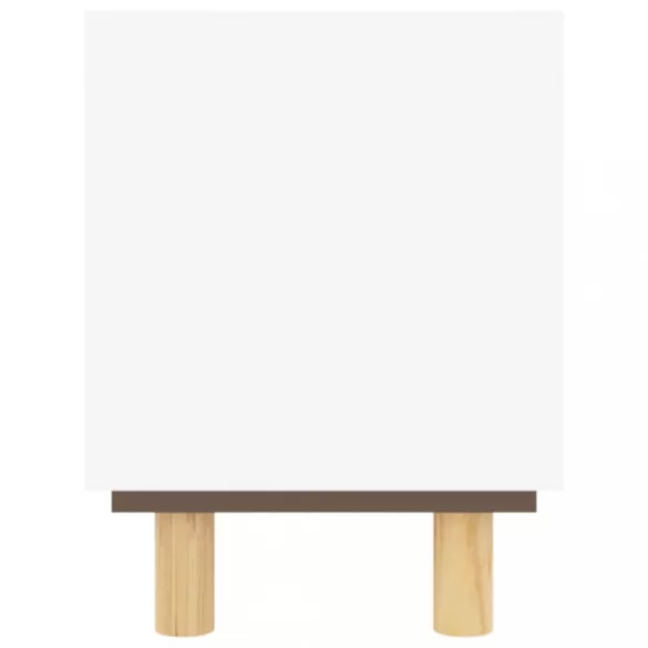 fehér tömör fenyő és természetes rattan TV-szekrény 80x30x40 cm