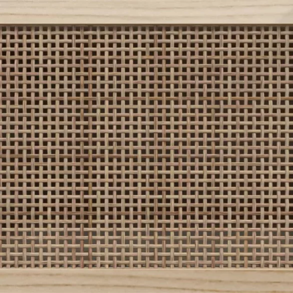 fehér tömör fenyő és természetes rattan TV-szekrény 80x30x40 cm
