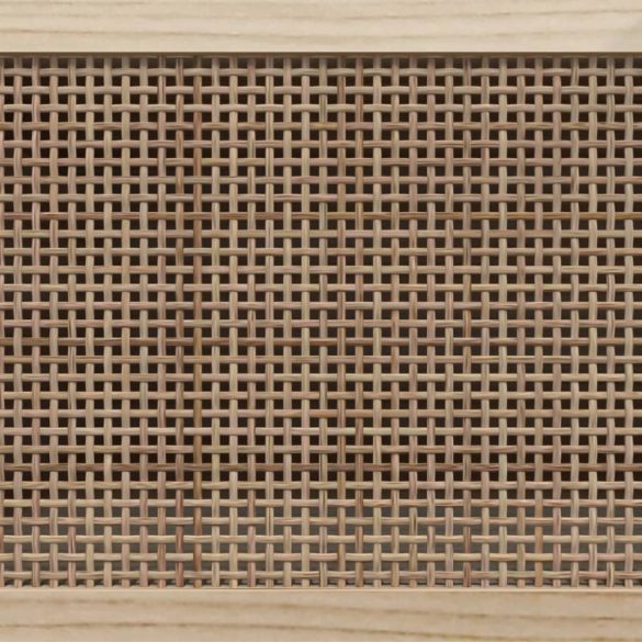 fekete fenyőfa és természetes rattan TV-szekrény 80x30x40 cm