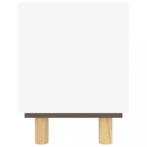 fehér fenyőfa és természetes rattan TV-szekrény 105x30x40 cm