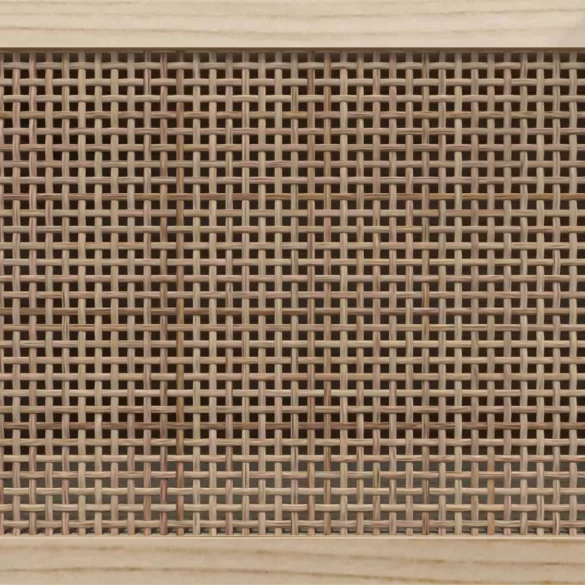 fehér fenyőfa és természetes rattan TV-szekrény 105x30x40 cm