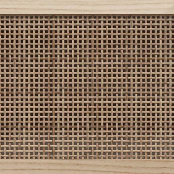 fekete fenyőfa és természetes rattan TV-szekrény 105x30x40 cm