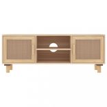 barna fenyőfa és természetes rattan TV-szekrény 105x30x40 cm