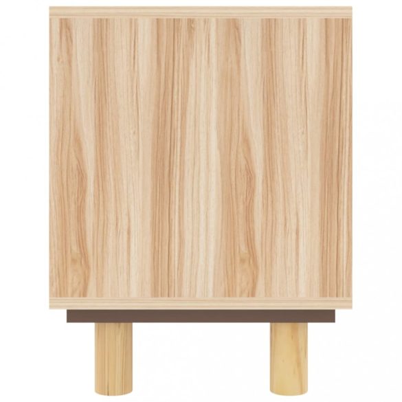 barna fenyőfa és természetes rattan TV-szekrény 105x30x40 cm
