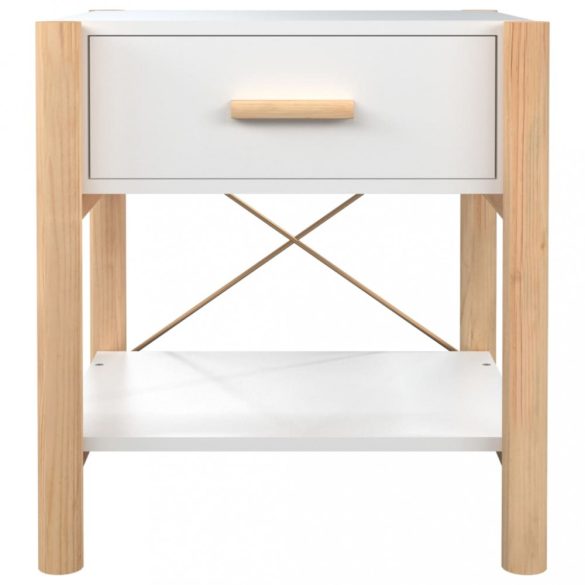 2 db fehér szerelt fa ágy melletti asztal 42 x 38 x 45 cm