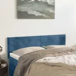 sötétkék bársony fejtámla 144x5x78/88 cm