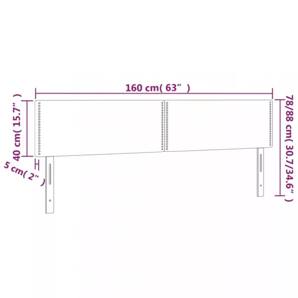 sötétszürke bársony fejtámla 160x5x78/88 cm