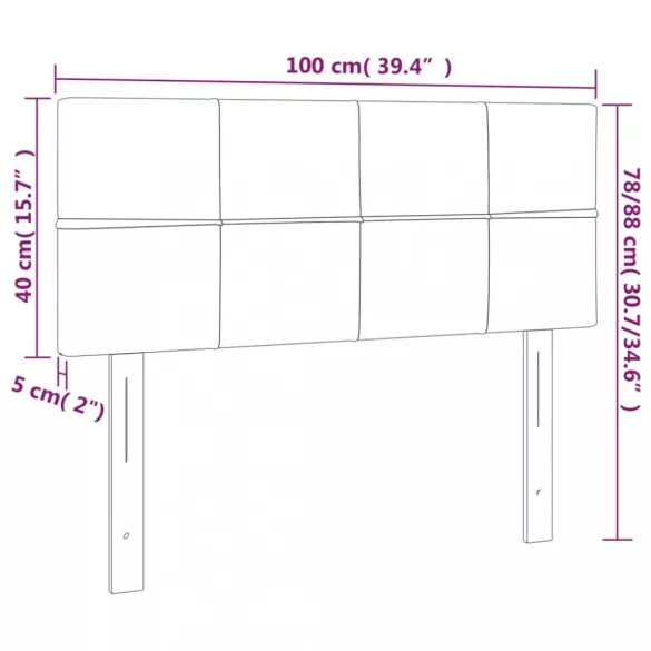 sötétszürke bársony fejtámla 100x5x78/88 cm