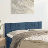 sötétkék bársony fejtámla 144x5x78/88 cm