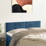 sötétkék bársony fejtámla 144x5x78/88 cm