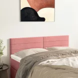 rózsaszín bársony fejtámla 144x5x78/88 cm
