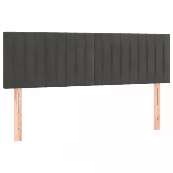 sötétszürke bársony fejtámla 144x5x78/88 cm