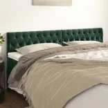 sötétzöld bársony fejtámla 200 x 7 x 78/88 cm