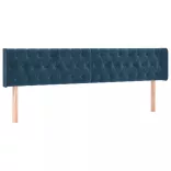 sötétkék bársony fejtámla 200 x 7 x 78/88 cm