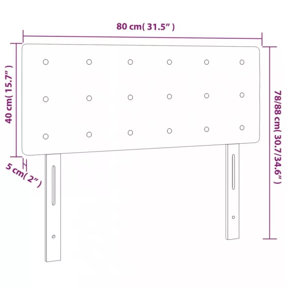 sötétszürke bársony fejtámla 80 x 5 x 78/88 cm