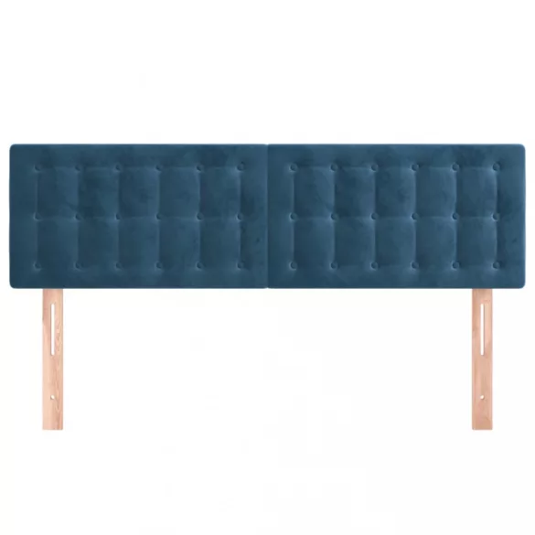 sötétkék bársony fejtámla 144x5x78/88 cm