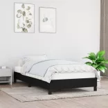 fekete szövet ágykeret matrac nélkül 100x200 cm