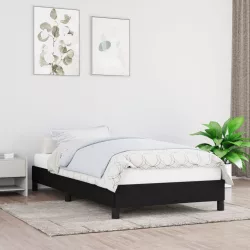 fekete szövet ágykeret matrac nélkül 100x200 cm