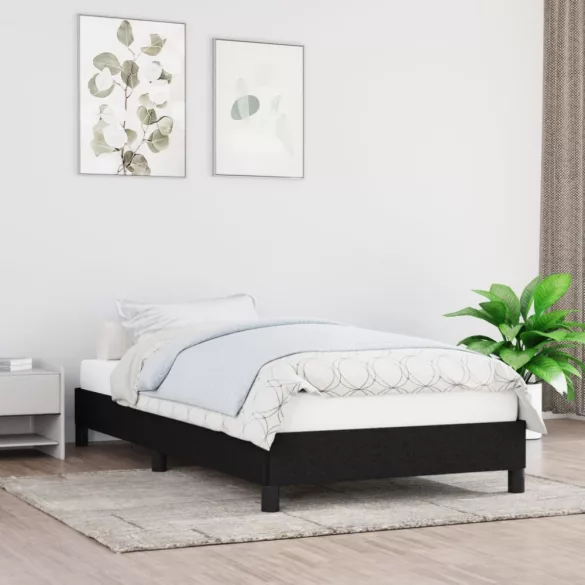 fekete szövet ágykeret matrac nélkül 100x200 cm