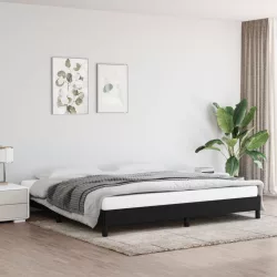 fekete szövet ágykeret matrac nélkül 200 x 200 cm