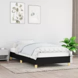 fekete szövet ágykeret matrac nélkül 100x200 cm
