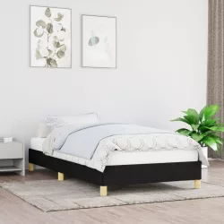 fekete szövet ágykeret matrac nélkül 100x200 cm