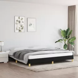 fekete szövet ágykeret matrac nélkül 200 x 200 cm