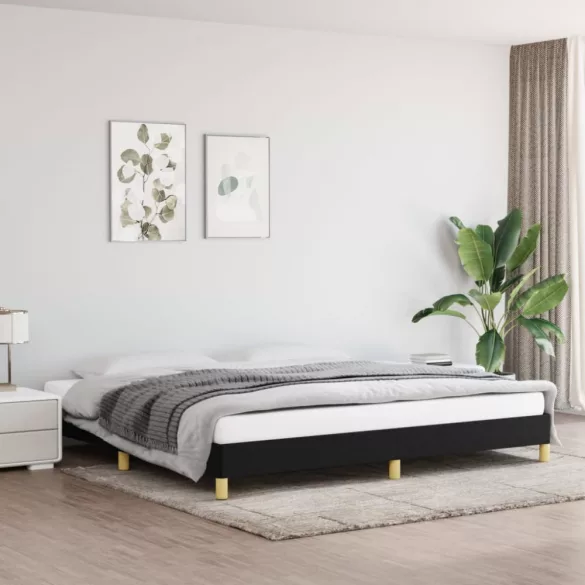 fekete szövet ágykeret matrac nélkül 200 x 200 cm